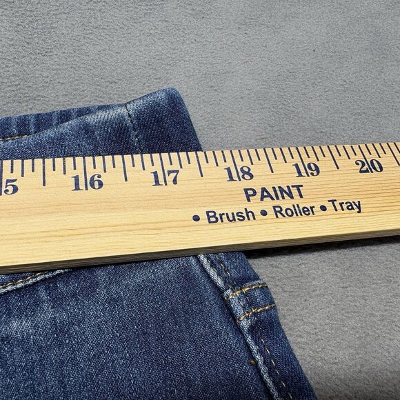 Soft Surroundings Denim Pull-On Jeans Size PXL Blue Stretch Raw Hem Mid Rise - Picture 3 of 7